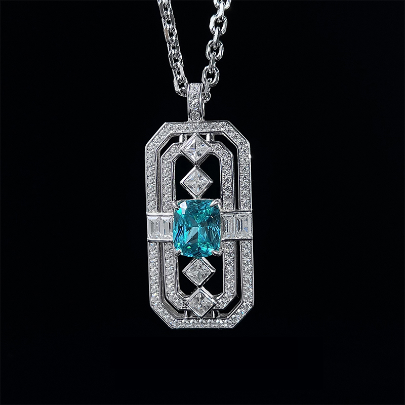 925 Sterling Silver  Blue Diamond Infinity Pendant 