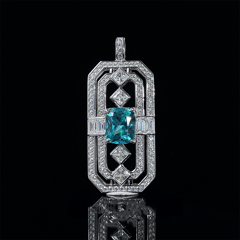 925 Sterling Silver  Blue Diamond Infinity Pendant 